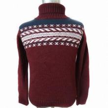 Boys' turtle neck long-sleeved jacquard pullover