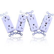 Tamper resistant duplex decora receptacles