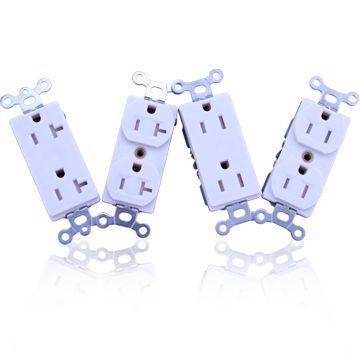 Tamper resistant duplex decora receptacles