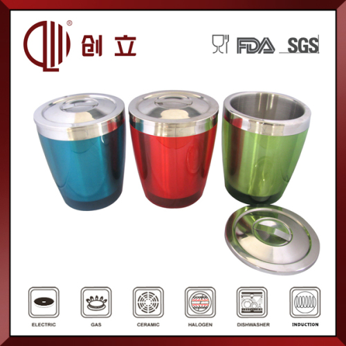 2.8L Double Wall Ss and Plastic Champagne Bucket with Lid