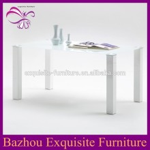 2015 high quality rectangle glass dining table white high gloss MDF dining table