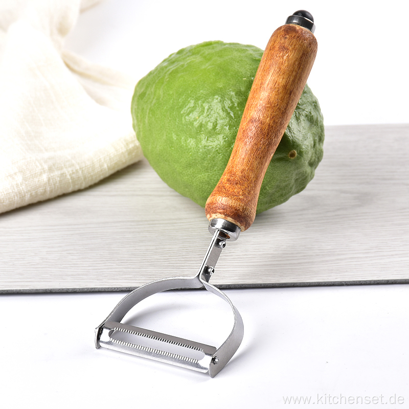 fruit wooden peeler with stainless steel blade