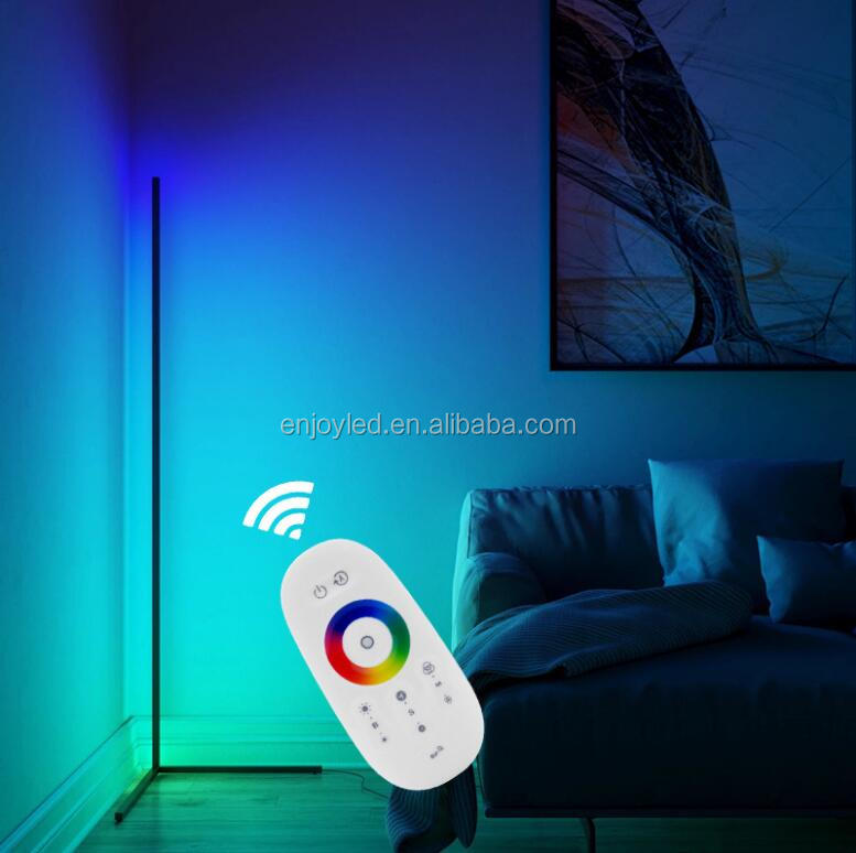 Modern RGB LED Corner Floor Lamp Indoor Decoration Simple Lamp Bedroom Living Room Colorful Minimalist Standing Lamp Lighting