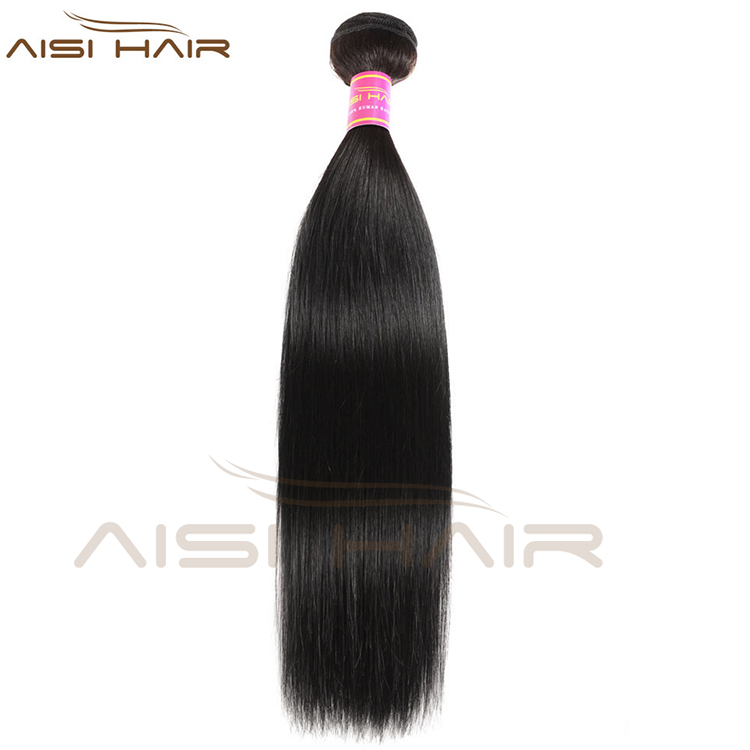 Aisi Hair Top Quality Black Silky Straight Wave Human Hair Brazilian Human Hair Bundles Extension For Black White Women