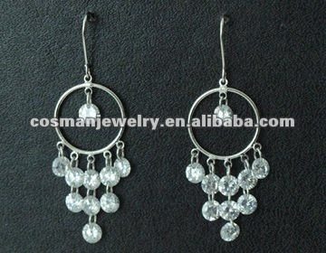 bead hoop earrings decorated with clear crystals