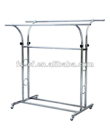 Chrome metal garment shelf