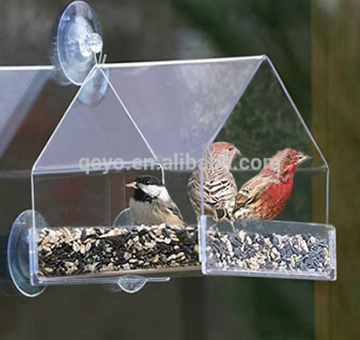 Clear acrylic bird feeder window bird cage feeder