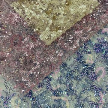 Anomalous Multicolor Bead Spangle Sequins Embroidery Fabric