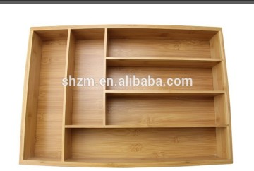 Drawer Organizer - Bamboo Drawer Organizer - Large Bamboo 6 Slot Silverware Drawer Dividers - Flatware