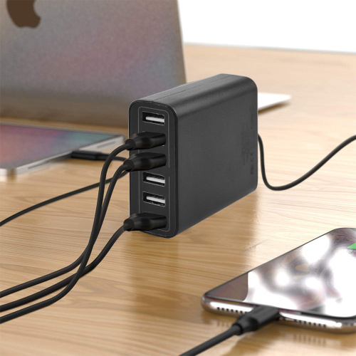 60W 6-port USB-väggladdare Multi Charger Station