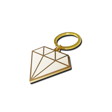 Enamel diamond shaped keychain
