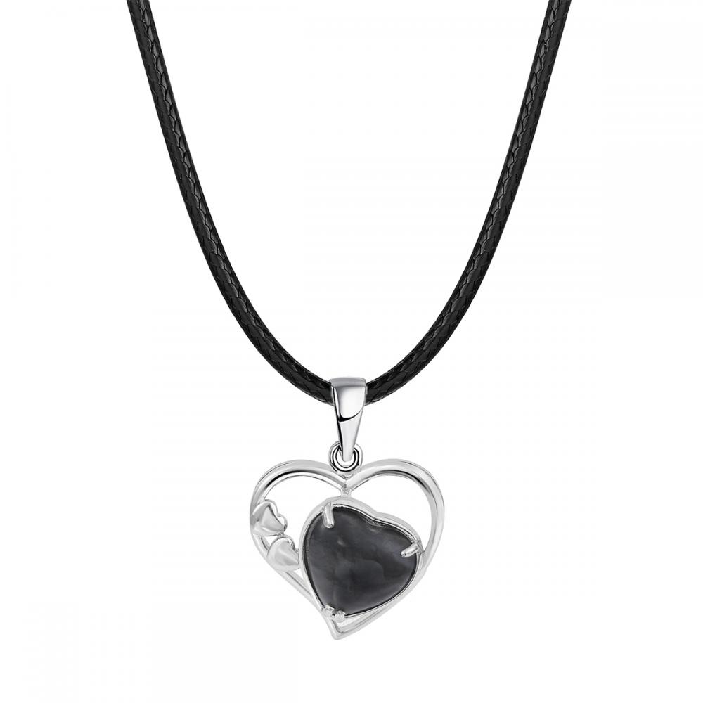 Negro obsidiana amor corazón de piedra de nacimiento collares de piedras preciosas para mujeres