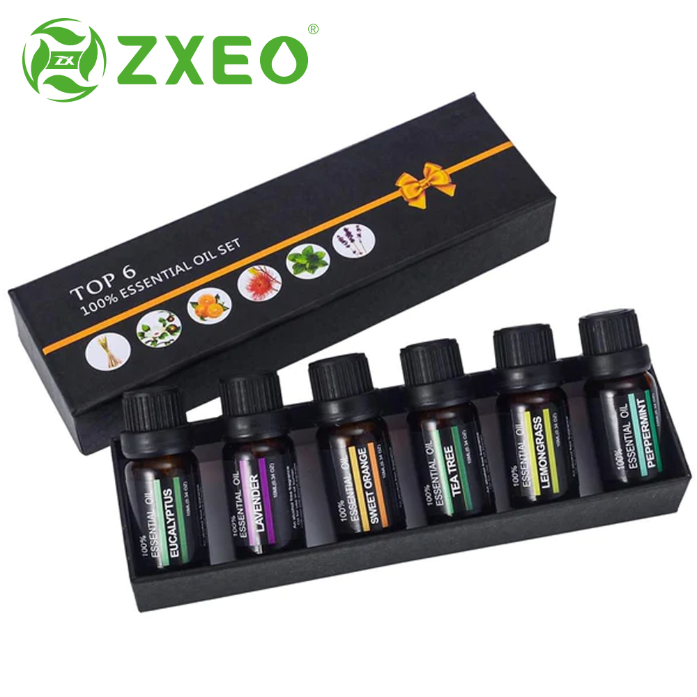 10ml Private Label Gift Set 100% Pure Essential Oil Set Lavender Tea Tree Peppermint Clove Diffuser Essential Oil