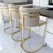 High Counter Chair Stainless Steel Velvet Upholster Bar Stool