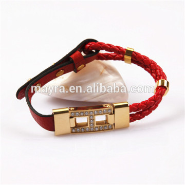 modern design plum purple leather bracelets wristbands for women