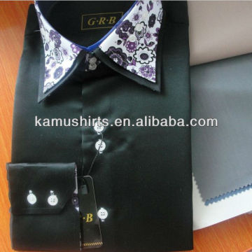 Man fashion black shirts high double collar mens black shirts