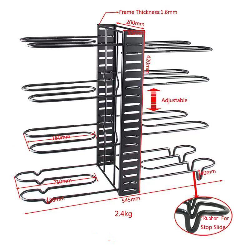 Yuming Factory 8 Tiers Pots and Pans Organizer, Adjustable Pot Lid Holders & Pan Rack for Kitchen Counter and Cabinet