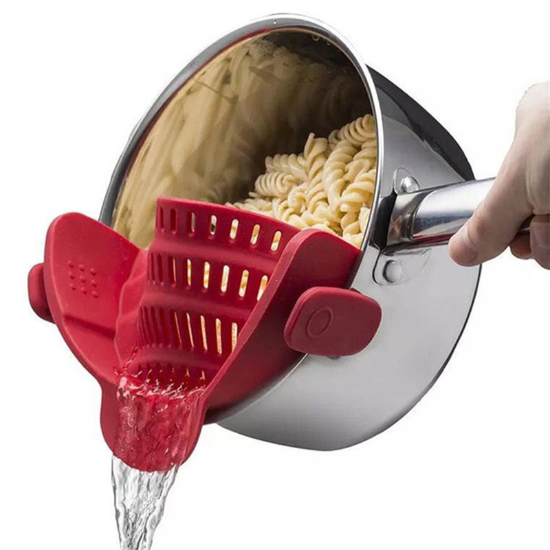 Kitchen Silicone Pot Strainer - Adjustable Snap Strainer Clip On Silicone Colander, Fits all Pots and Bowls Food Colander