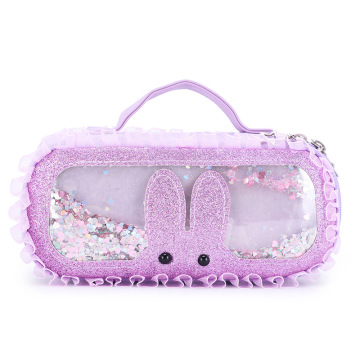 Big capcity pencil case with quicksand handle