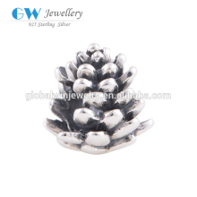925 Sterling Silver Bead Pine Cones Charm Fit European Accessories