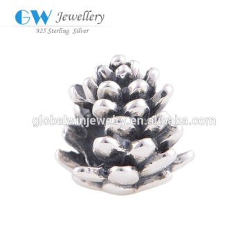 925 Sterling Silver Bead Pine Cones Charm Fit European Accessories