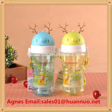 cartoon water bottle plastic for kids/plastic kids water bottle bpa free/BPA Free plastic kids water bottle with cup