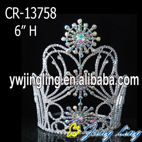 Wholesale And Custom Rhinestone AB Snowflake Pageant Crown