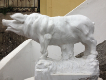 Garden decoration custom life size white marble stone pig statue