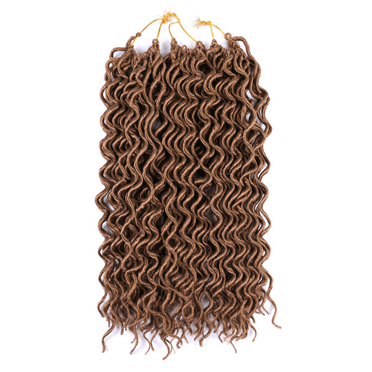 Wholesale 18 inch Curly Faux Locs Wavy Goddess Locs Crochet Hair Braids Pre looped Synthetic Hair Extension Wavy Soft Dreadlock