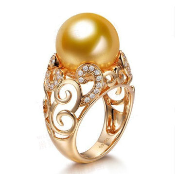 Stylish and Excellent Quality Gloden Pearl Rings (FQ-9021)