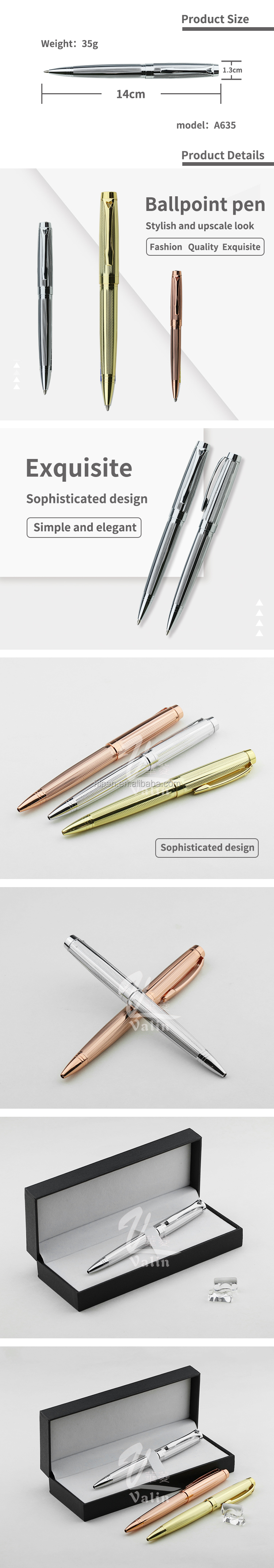 Luxury gift item rose gold metal ballpoint writing signing pen