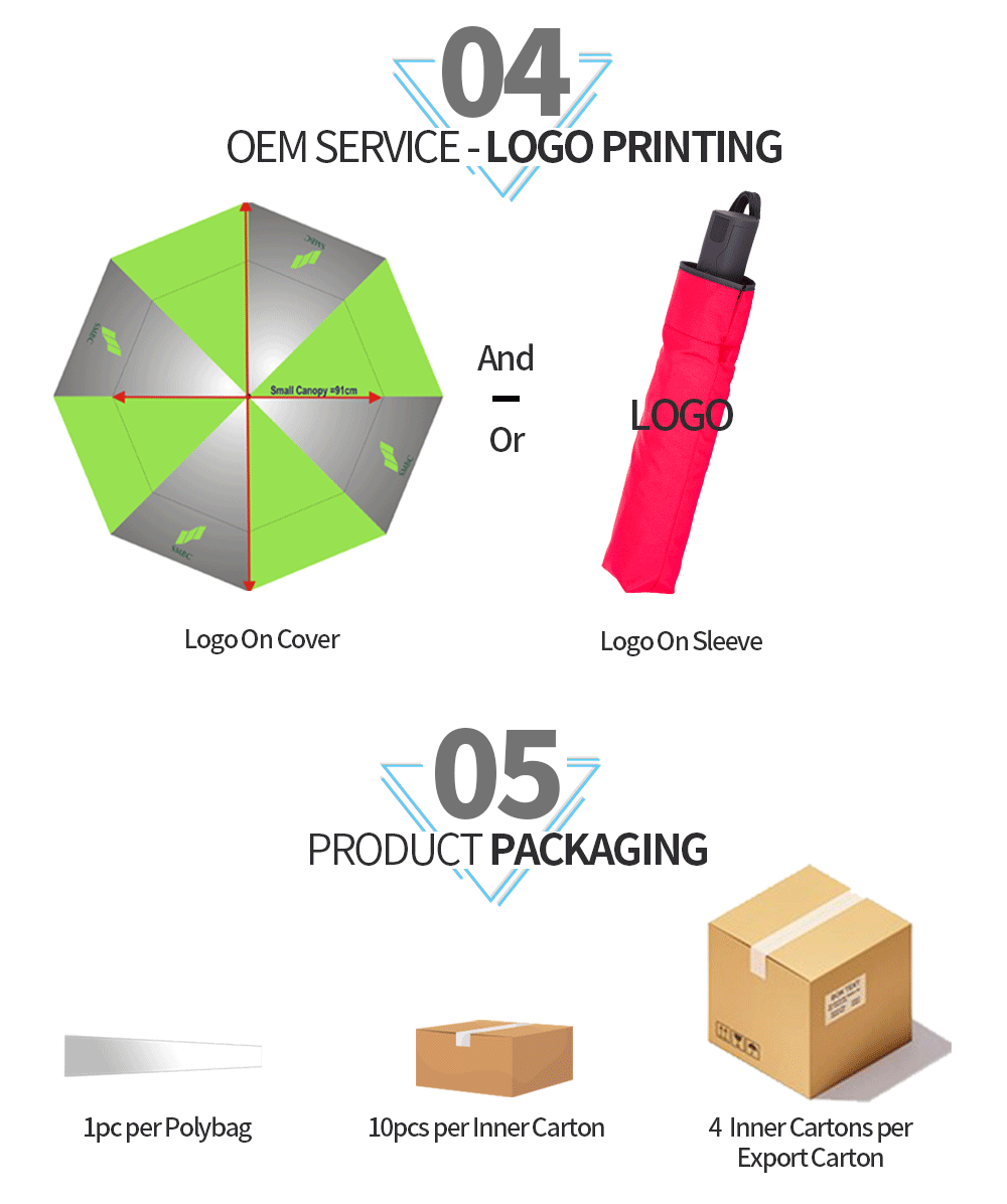 3 Folding Umbrella Red Packaging And Printing