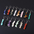 Natural Tumbled Stone Dangle Earrings for Women Colorful Crystal Dangle Drop Hook Earrings Chakra Healing Gemstone Chip Earrings