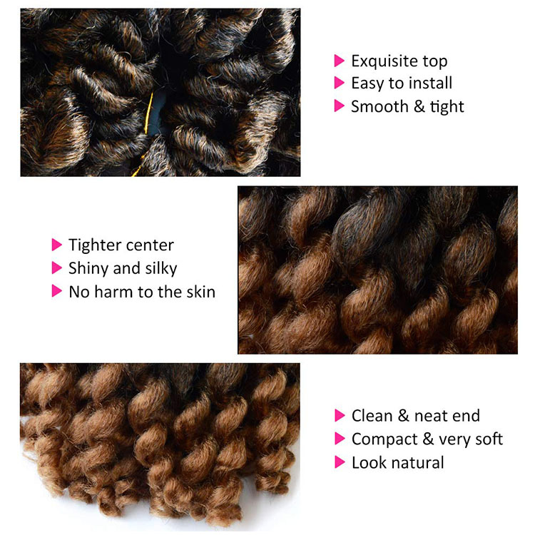 High Quality Wand Curl Crochet Hair Extensions Wand Curling Braid 8 Inch Synthetic Fiber Solid And Mix Color Blonde Bug Black
