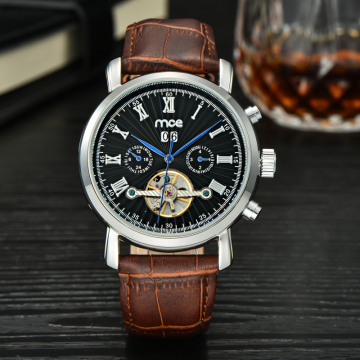 luxury automatic skeleton menchanical men watch