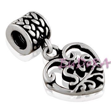 White Copper European Style Beads-"sister" Dangle Beads