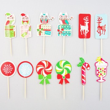 Customized Disposable Christmas Party flag cocktail picks
