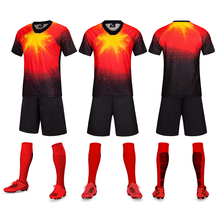 Red top soccer uniform for match training set