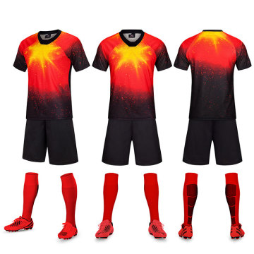 Rode top voetbal uniform voor wedstrijd training set