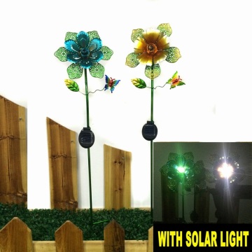 Jardim Decoração Metal Brilhante Flor colorida Solar Light Stake Craft