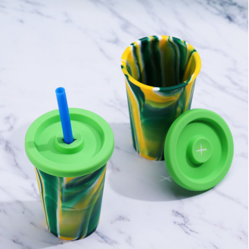 Custom Silicone Tumbler Cup with Lid and Straw