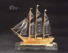 crystal glass ship boat model