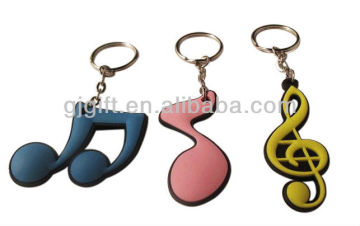 2015 soft pvc 2d custom music notes keyrings