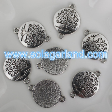 Imiter en gros pendentif Charm connecteur rond argent tibétain