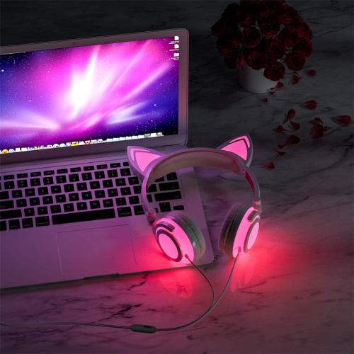 Kids Headphones Over Ear LED Glowing Cat Ears