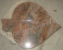Multicolour Red Granite Leaf Style Gravestone