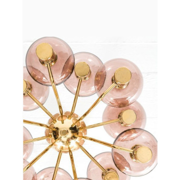 Lámpara de araña vintage de vidrio rosa LEDER