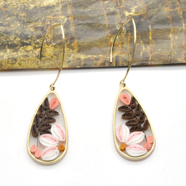 Newest craft folding paper colorful fish hook earrings