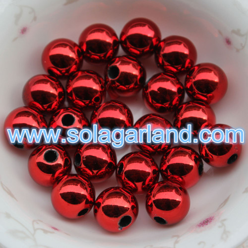 8-20MM Acrylic Round Metallic Finished Bubblegum Beads