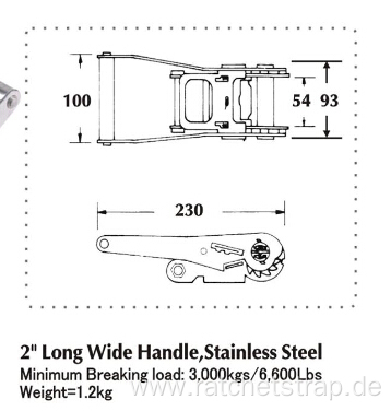 Stainless Steel Ratchet Buckle with Width 50mm